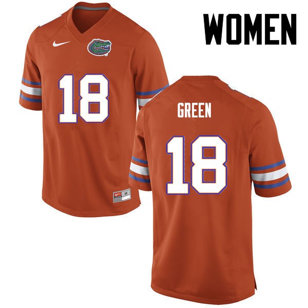 Florida Gators Women #18 Daquon Green College Football Orange